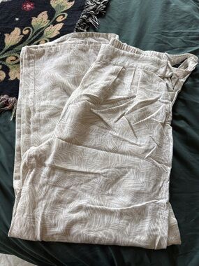 Light Beige Printed Women’s Wide Leg Pants